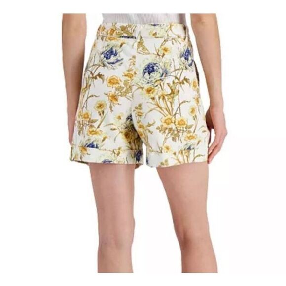 I.N.C. INTERNATIONAL CONCEPTS LINEN CREAM, BLUE, & YELLOW FLORAL SHORTS SZ.8 EUC - Picture 3 of 11